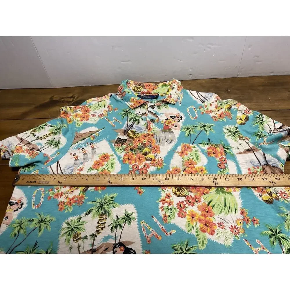 Polo Ralph Lauren Hawaiian Polo Mens XL Floral Hula Girls All Over Print